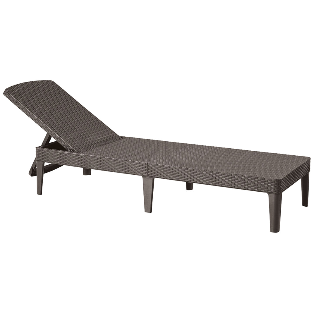 Chaise longue de jardin réglable Jaipur Sun Lounger, marron + coussin pour chaise longue Jaipur, couleur gris foncé, tissu S-500, dimensions 190 x 60 cm