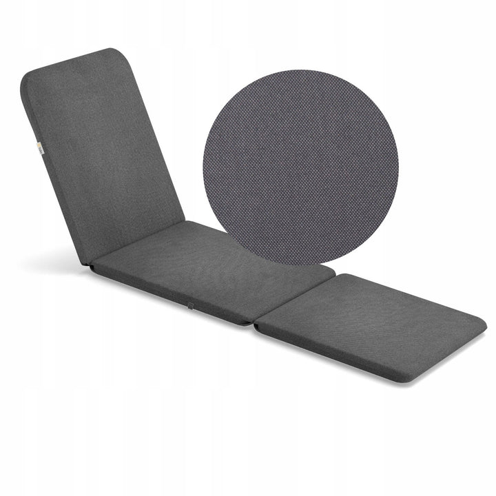 Chaise longue de jardin réglable Jaipur Sun Lounger, marron + coussin pour chaise longue Jaipur, couleur gris foncé, tissu S-500, dimensions 190 x 60 cm