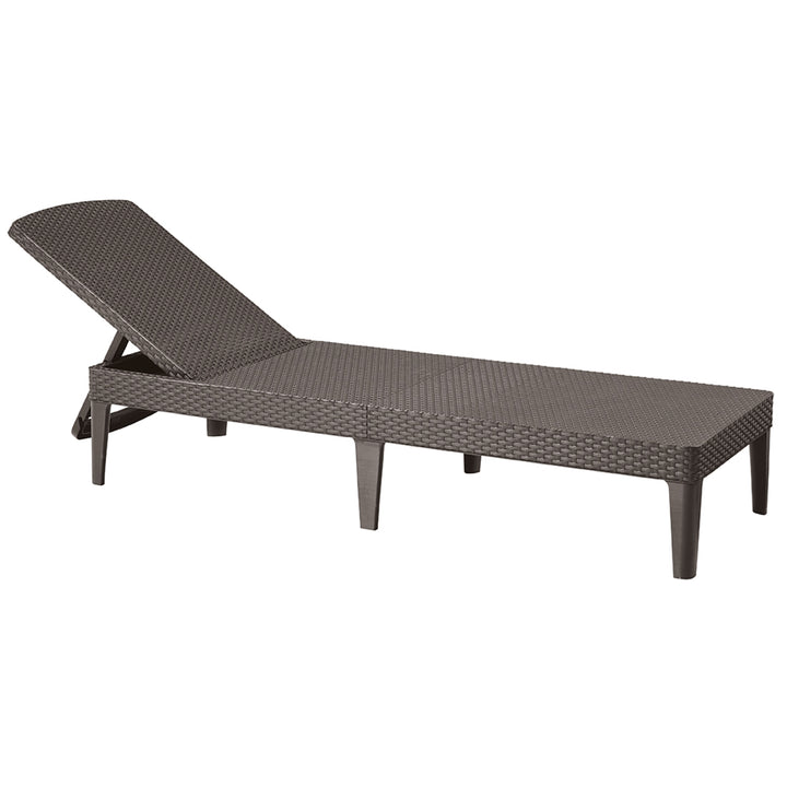 Chaise longue de jardin réglable Jaipur Sun Lounger, couleur marron + coussin pour chaise longue Jaipur, couleur beige, tissu S-550 Melange, dimensions 190 x 60 cm