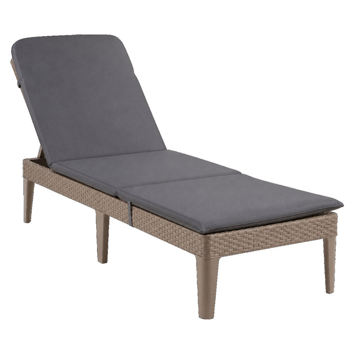 Chaise longue de jardin réglable Jaipur Sun Lounger couleur cappuccino + coussin pour chaise longue Jaipur, couleur gris foncé, tissu S-500, dimensions 190 x 60 cm
