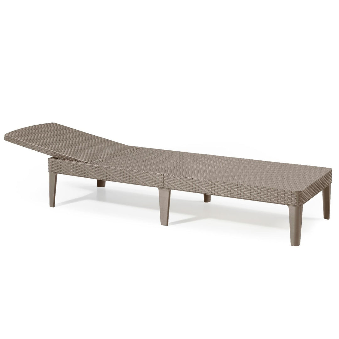 Chaise longue de jardin réglable Jaipur Sun Lounger couleur cappuccino + coussin pour chaise longue Jaipur, couleur beige, tissu S-550 Melange, dimensions 190 x 60 cm