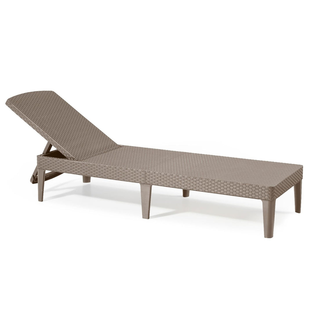 Chaise longue de jardin réglable Jaipur Sun Lounger couleur cappuccino + coussin pour chaise longue Jaipur, couleur beige, tissu S-550 Melange, dimensions 190 x 60 cm