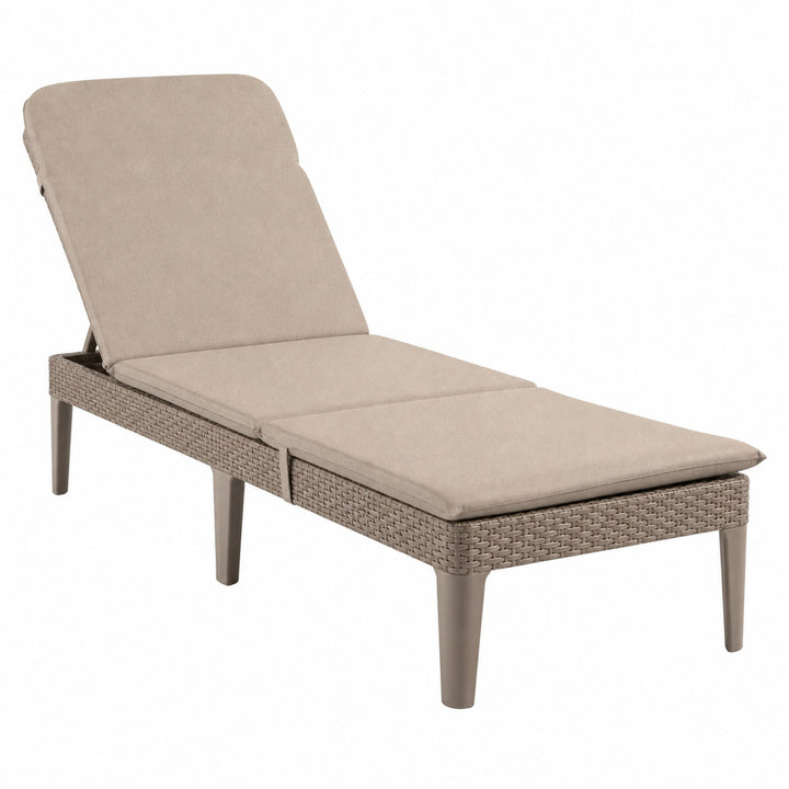 Chaise longue de jardin réglable Jaipur Sun Lounger couleur cappuccino + coussin pour chaise longue Jaipur, couleur beige, tissu S-550 Melange, dimensions 190 x 60 cm