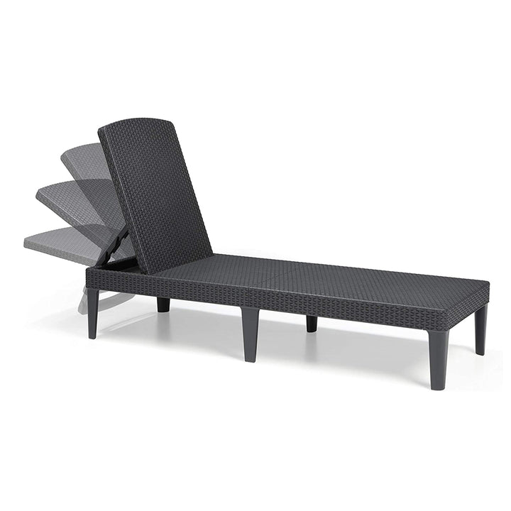 Chaise longue de jardin réglable Jaipur Sun Lounger, couleur graphite + coussin pour chaise longue Jaipur, couleur gris foncé, tissu S-500, dimensions 190 x 60 cm
