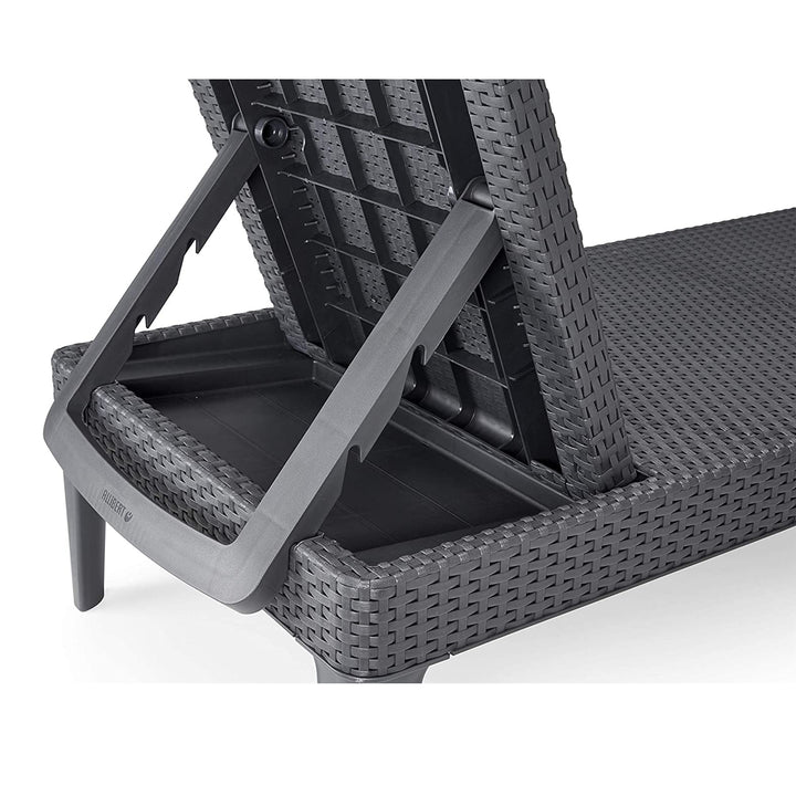 Chaise longue de jardin réglable Jaipur Sun Lounger, couleur graphite + coussin pour chaise longue Jaipur, couleur gris foncé, tissu S-500, dimensions 190 x 60 cm
