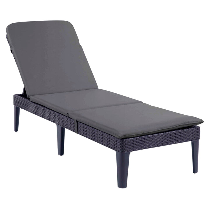 Chaise longue de jardin réglable Jaipur Sun Lounger, couleur graphite + coussin pour chaise longue Jaipur, couleur gris foncé, tissu S-500, dimensions 190 x 60 cm