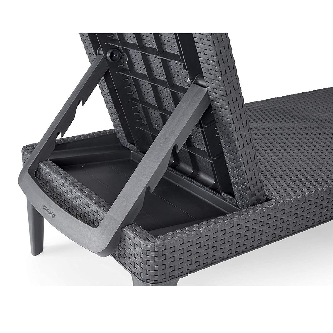 Chaise longue de jardin réglable Jaipur Sun Lounger, couleur graphite + coussin pour chaise longue Jaipur, couleur beige, tissu S-550 Melange, dimensions 190 x 60 cm