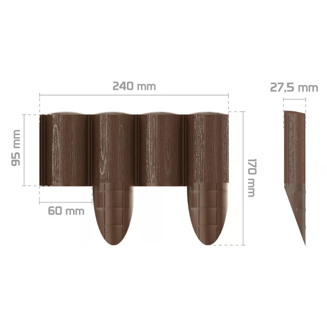Palissade de jardin Cellfast, aspect bois, résistante au gel, longueur 7,2 m, couleur marron, 34-031