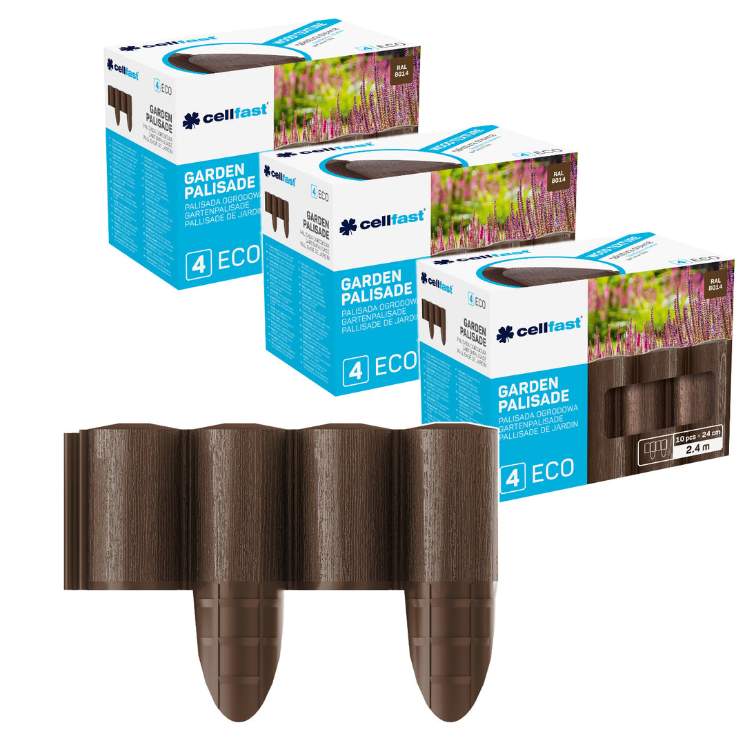 Palissade de jardin Cellfast, aspect bois, résistante au gel, longueur 7,2 m, couleur marron, 34-031