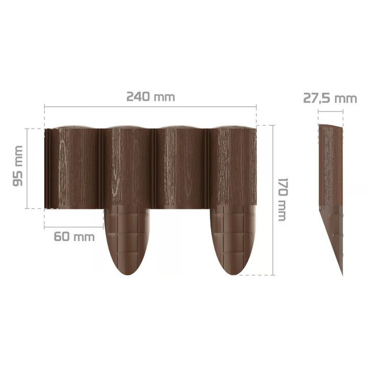 Palissade de jardin Cellfast, aspect bois, résistante au gel, longueur 14,4 m, couleur marron, 34-031