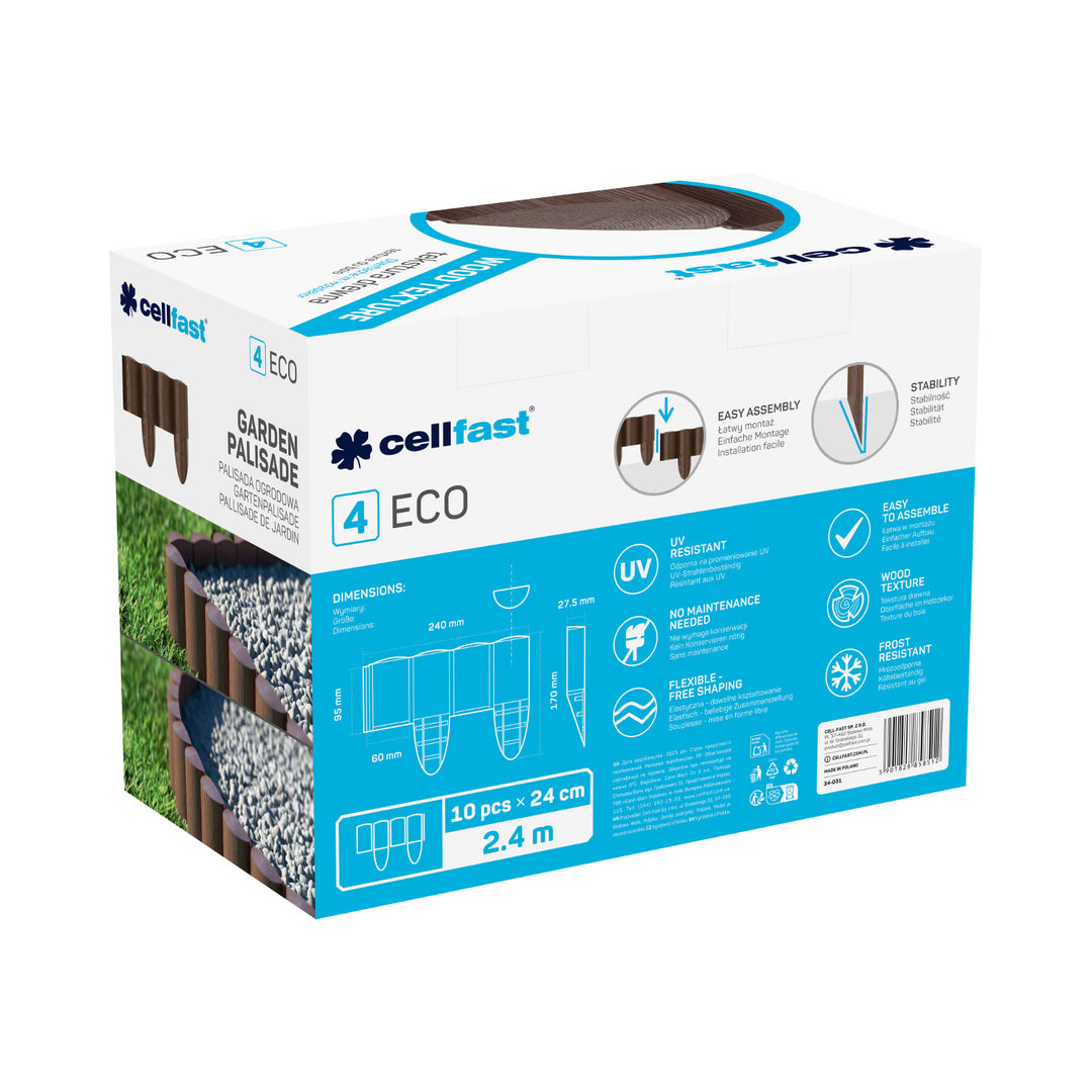 Palissade de jardin Cellfast, aspect bois, résistante au gel, longueur 21,6 m, couleur marron, 34-031
