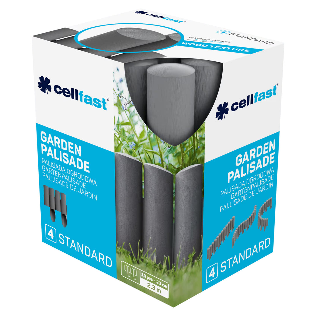 Palissade de jardin Cellfast, aspect bois, résistante au gel, longueur 6,9 m, couleur graphite, 34-044