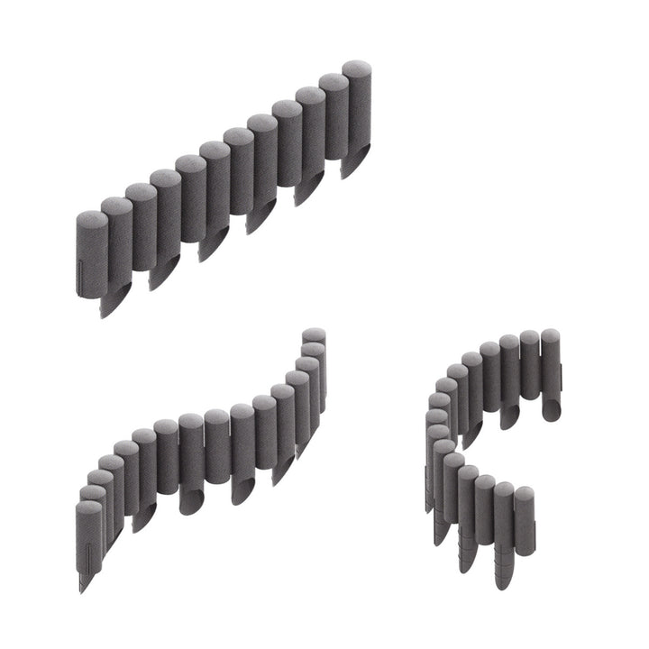 Palissade de jardin Cellfast, aspect bois, résistante au gel, longueur 20,7 m, couleur graphite, 34-044
