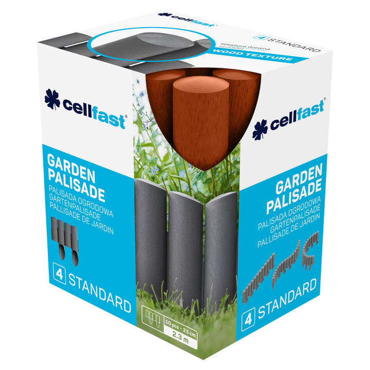 Palissade de jardin Cellfast, aspect bois, résistante au gel, longueur 6,9 m, couleur brique, 34-043