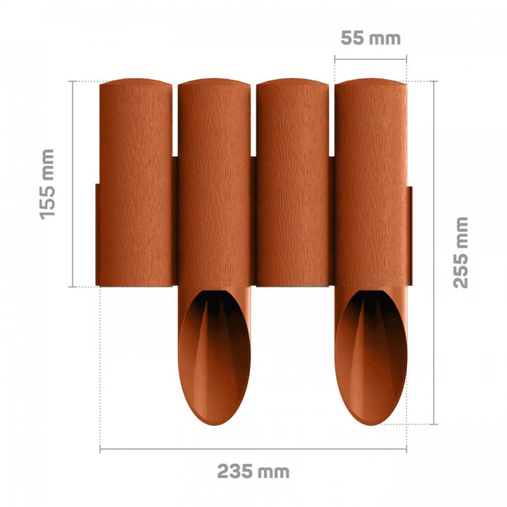 Palissade de jardin Cellfast, aspect bois, résistante au gel, longueur 13,8 m, couleur brique, 34-043