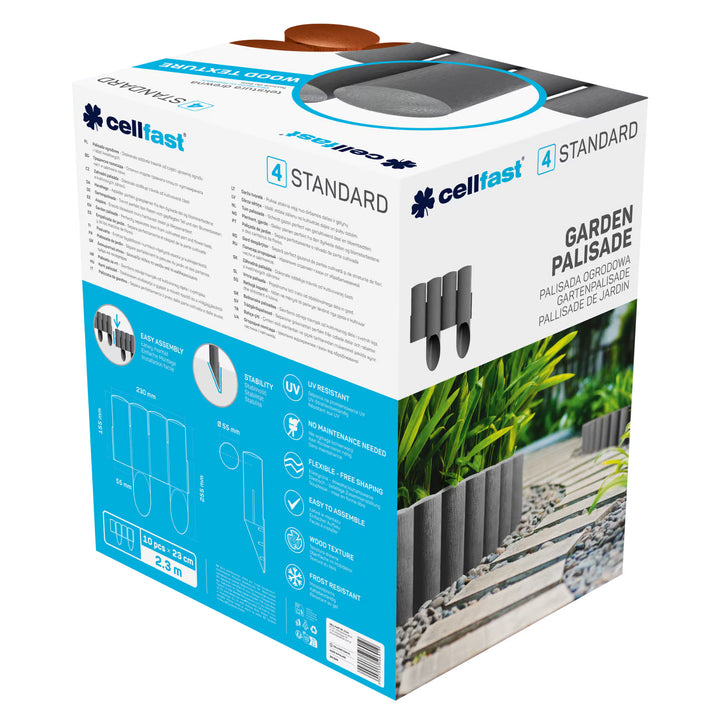 Palissade de jardin Cellfast, aspect bois, résistante au gel, longueur 20,7 m, couleur brique, 34-043