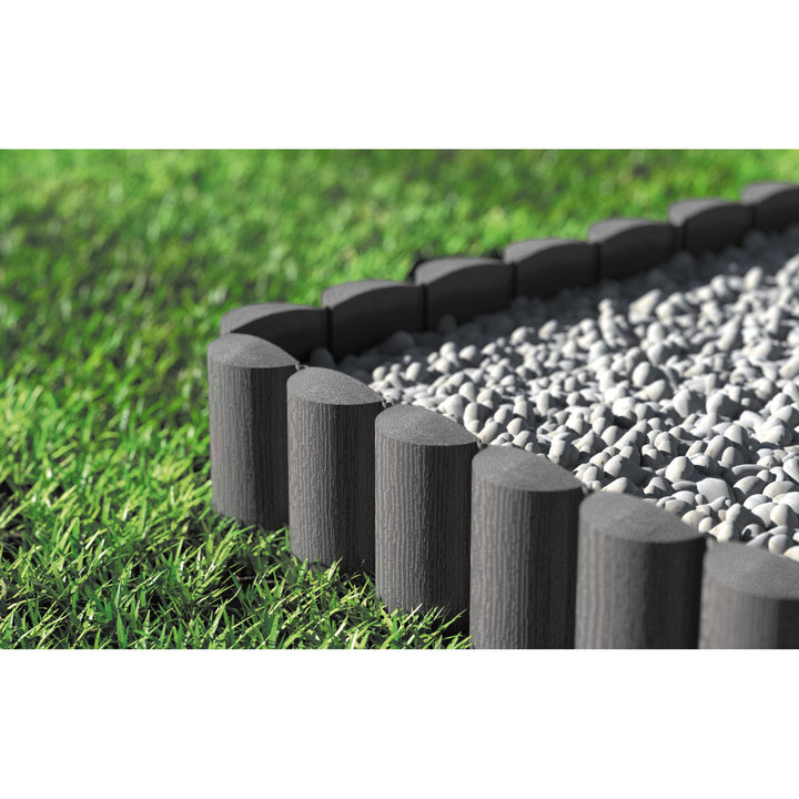 Palissade de jardin Cellfast, aspect bois, résistante au gel, longueur 7,2 m, couleur graphite, 34-054