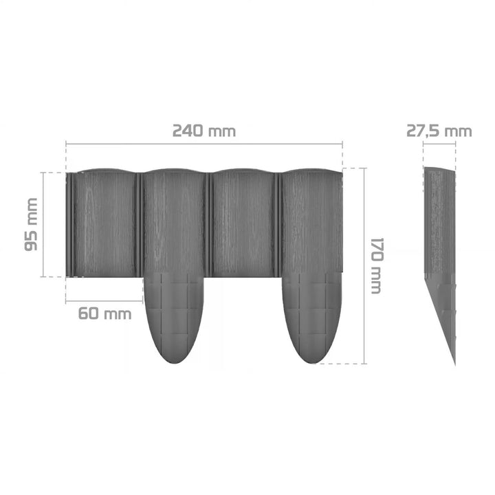 Palissade de jardin Cellfast, aspect bois, résistante au gel, longueur 7,2 m, couleur graphite, 34-054