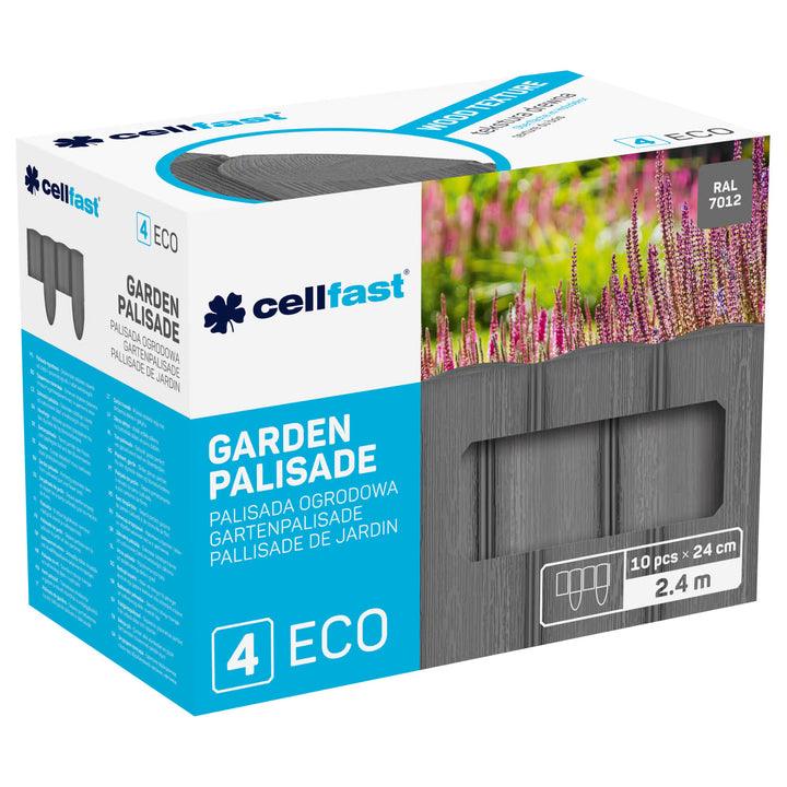 Palissade de jardin Cellfast, aspect bois, résistante au gel, longueur 14,4 m, couleur graphite, 34-054