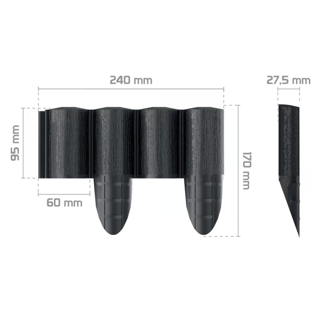 Palissade de jardin Cellfast, aspect bois, résistante au gel, longueur 14,4 m, couleur anthracite, 34-032