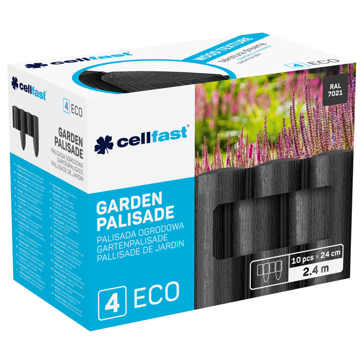 Palissade de jardin Cellfast, aspect bois, résistante au gel, longueur 14,4 m, couleur anthracite, 34-032