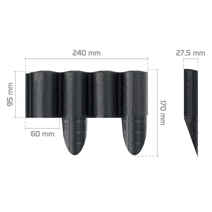 Palissade de jardin Cellfast, aspect bois, résistante au gel, longueur 21,6 m, couleur anthracite, 34-032