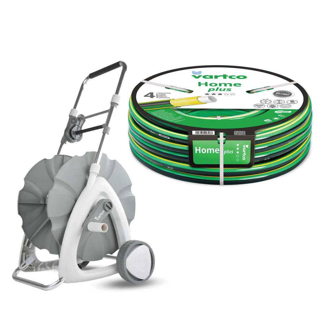 Chariot pour tuyau d'arrosage 1/2" 45 m + Tuyau d'arrosage Vartco Home Plus 1/2" 30 m Agaplast