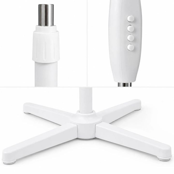Ventilateur sur pied Extralink, couleur blanche, 3 pales, 3 vitesses, puissance 45 W, inclinaison réglable, ESF-40D-WH