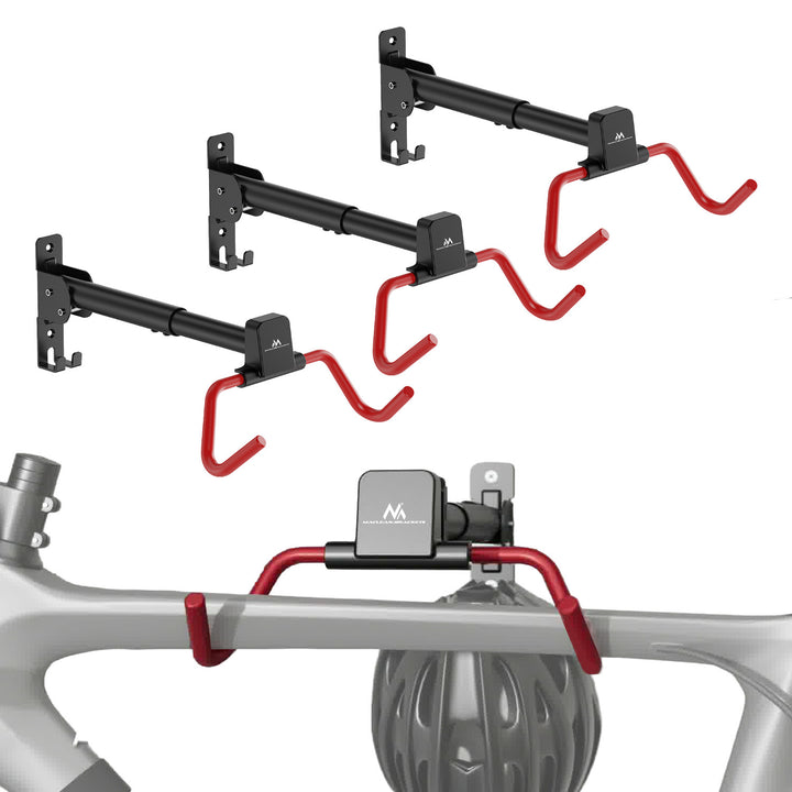 Support mural pour vélos Maclean, horizontal, en acier, charge maximale 30 kg, angle réglable, MC-172, lot de 3