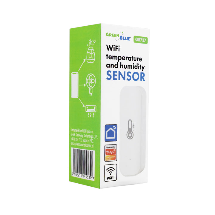 Capteur de température et d'humidité Wi-Fi GreenBlue, compatible Android/iOS/Alexa/Google Home, 3,0 V CC, LR03x2, GB737 + 2 piles alcalines R-03 LR03 AAA Varta Industrial 4003