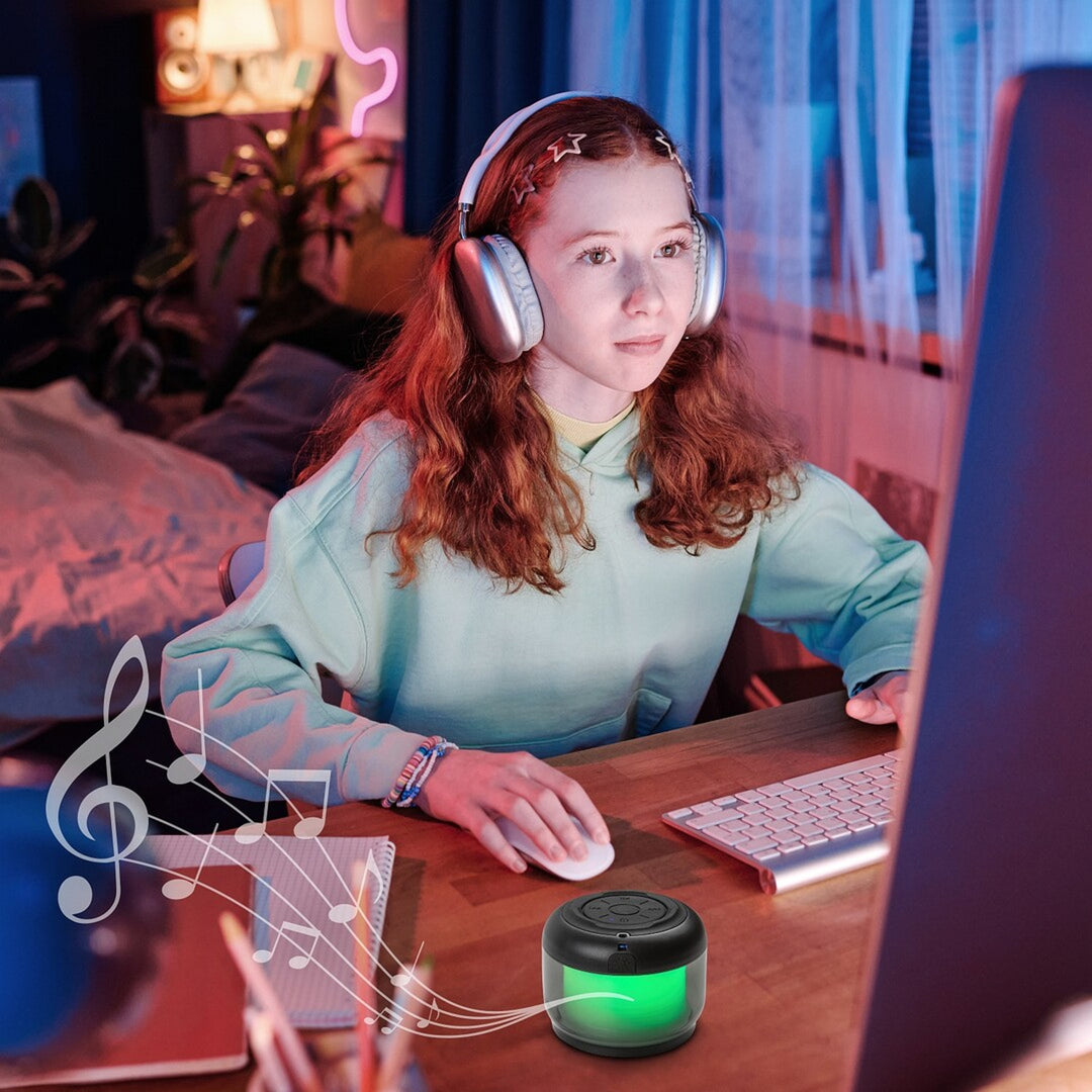 Lampe de bureau Rabalux Radelia, haut-parleur Bluetooth, RGB, noire, IP20, batterie intégrée, 76110