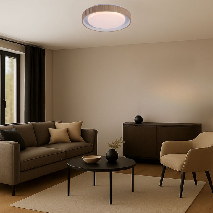 Lampe Pastello LED 48 W IP20 gris-beige 3 000-6 500 K, fonction mémoire avec télécommande, fonction minuterie, effet veilleuse, 71345