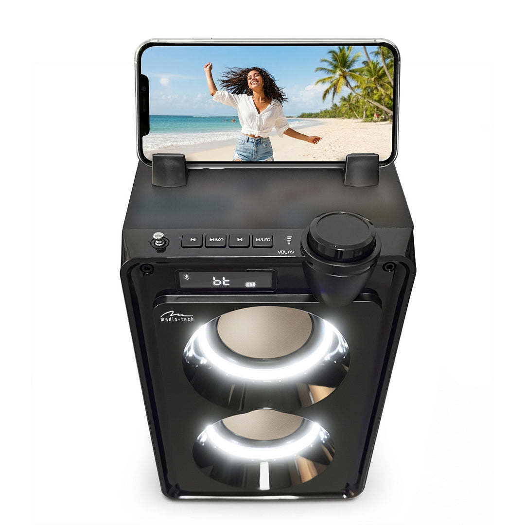Enceinte Bluetooth portable OVERBOX MT3186, radio FM, prise en charge des cartes SD et USB, puissance RMS de 30 W, Mediatech