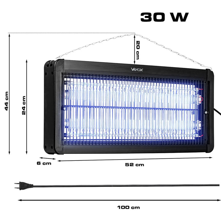 Lampe anti-insectes pour moustiques, mouches et papillons de nuit, piège électrique, UV, 30 W, Vayox