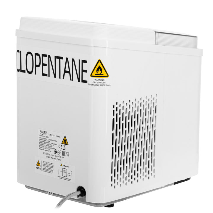 Machine à glaçons, 12 kg/24 h, 2 tailles de glaçons, mode nettoyage, fonctionnement silencieux, écran tactile, AD 8800, Adler