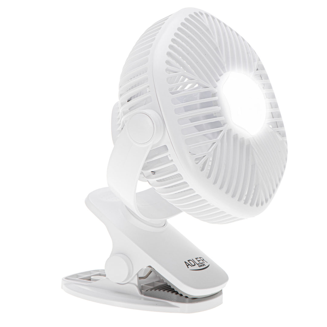 Ventilateur sans fil 5"/12,7 cm avec clip - USB / LED, AD 7335, Adler