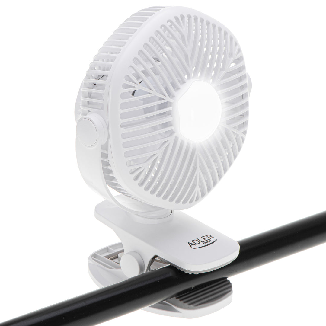 Ventilateur sans fil 5"/12,7 cm avec clip - USB / LED, AD 7335, Adler