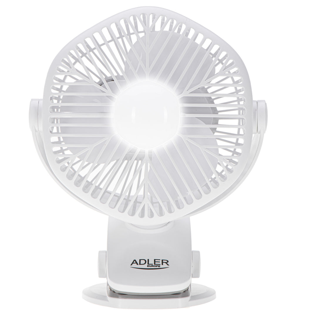Ventilateur sans fil 5"/12,7 cm avec clip - USB / LED, AD 7335, Adler