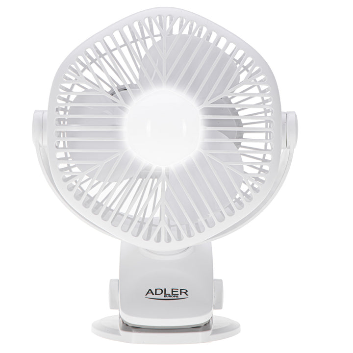 Ventilateur sans fil 5"/12,7 cm avec clip - USB / LED, AD 7335, Adler