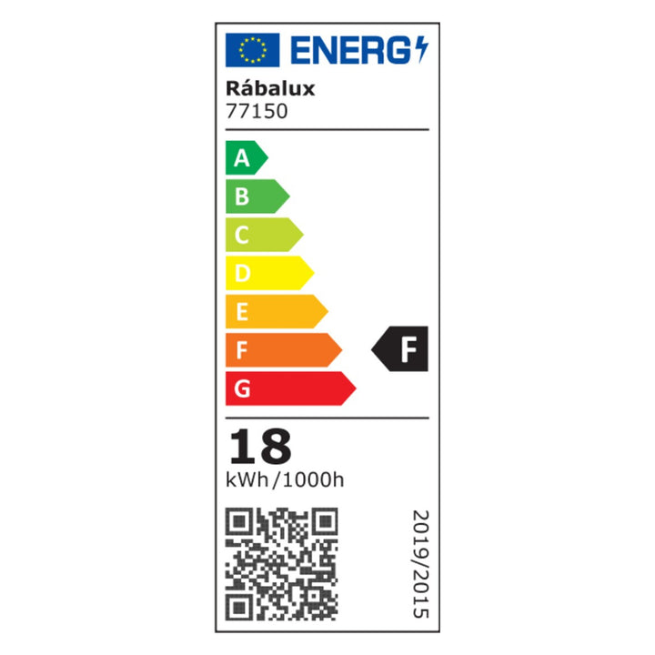 Lampe Rabalux Rapla2 LED 18 W, noire, IP65, classe énergétique F, réglage de la température de couleur : 2 700, 4 000, 6 500 K, 77150, lot de 2