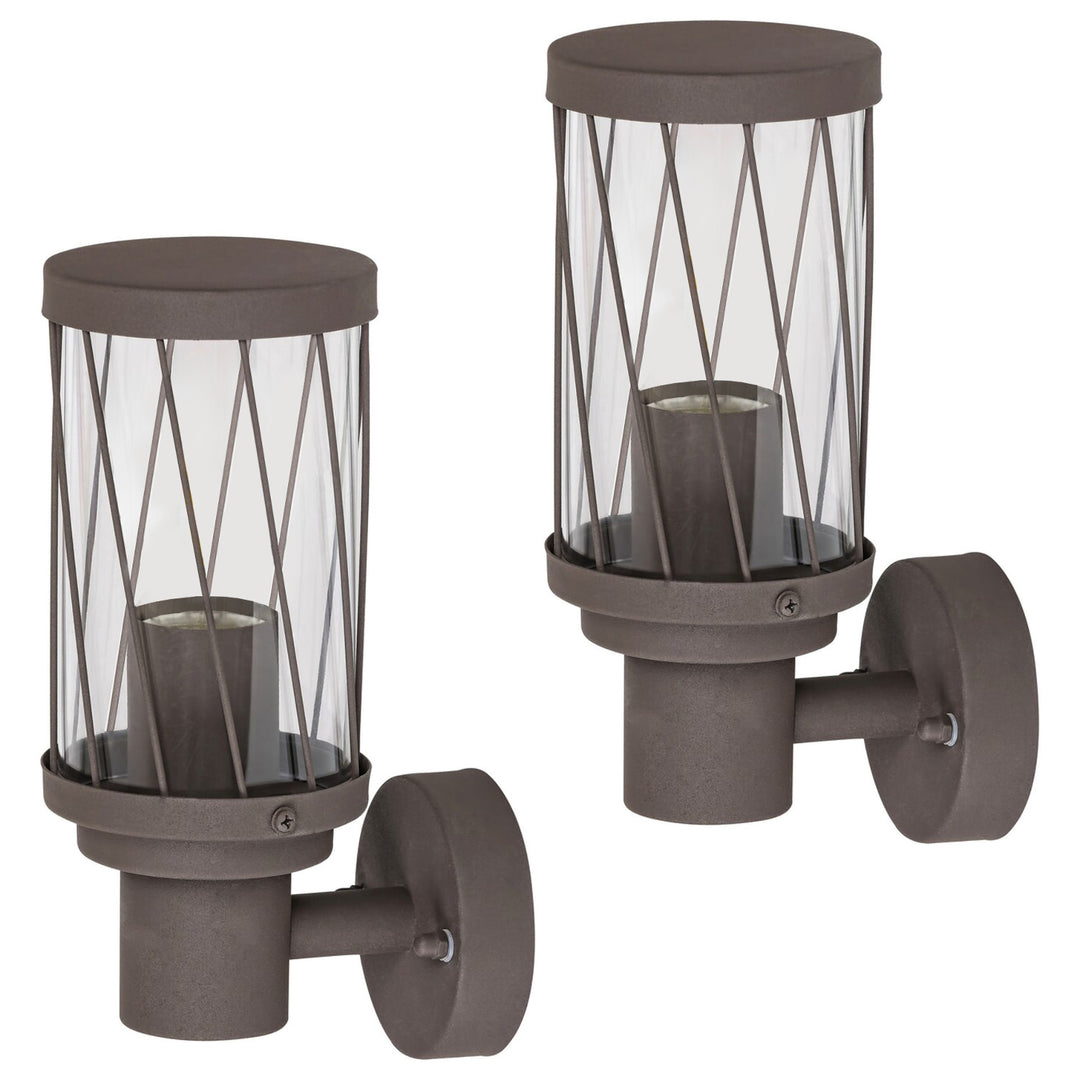 Applique murale d'extérieur Rabalux Budapest, IP44, couleur marron, culot E27, 40 W max., 8888, lot de 2