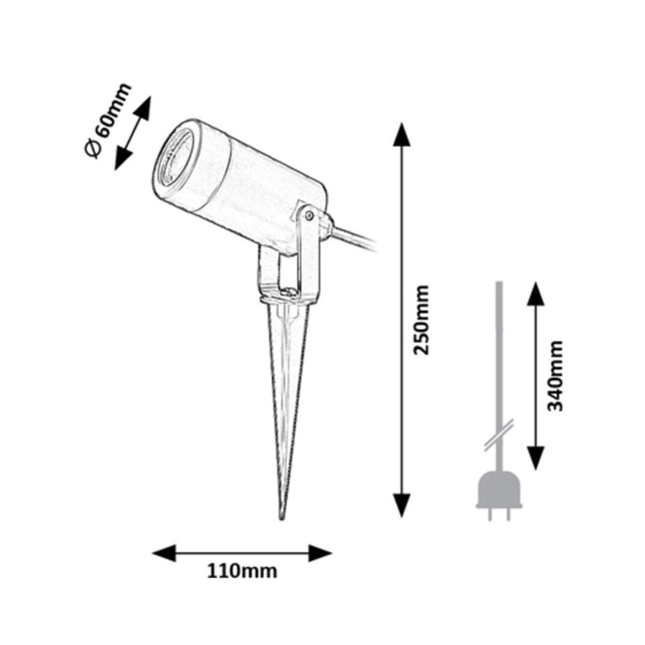 Lampe d'extérieur Rabalux Krobia, IP65, couleur noire, culot GU10, 4 W max., 7814, 4 pièces