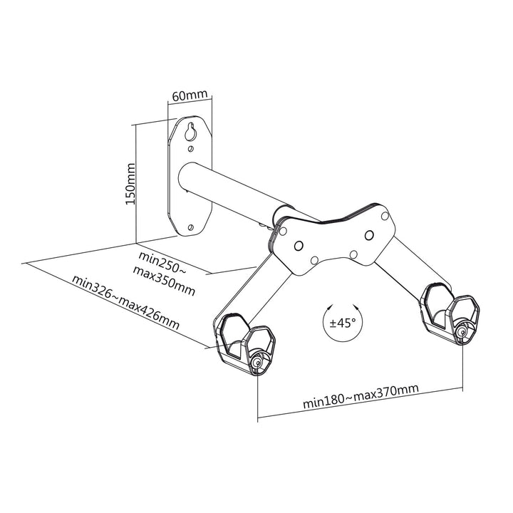 Support mural pour vélo Maclean, 25 kg max, MC-457, 2 pièces