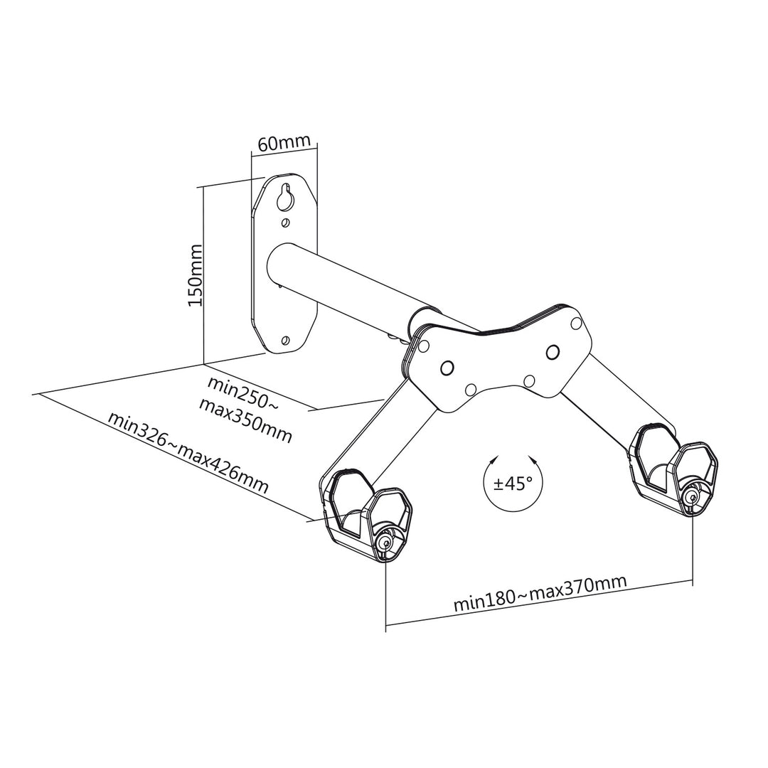 Support mural pour vélo Maclean, 25 kg max, MC-457, lot de 3 pièces