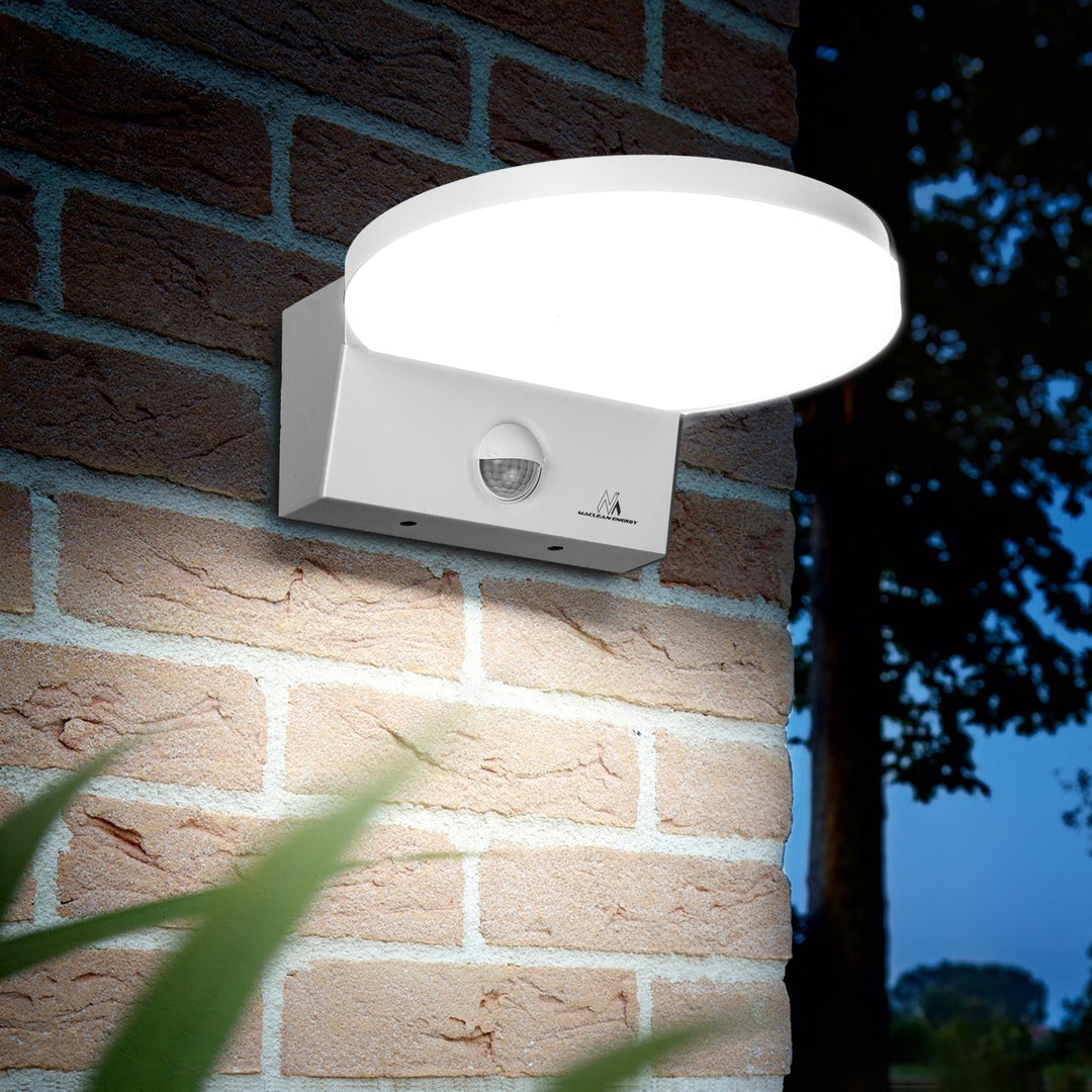 Lampe LED avec détecteur de mouvement Maclean, détecteur de mouvement PIR, couleur blanche, 15 W, IP65, 1 560 lm, lumière blanche neutre (4 000 K) MCE344 W, lot de 2