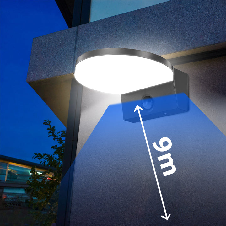 Lampe LED avec détecteur de mouvement Maclean, détecteur de mouvement PIR, couleur noire, 15 W, IP65, 1 560 lm, blanc neutre (4 000 K) MCE344 B, lot de 2