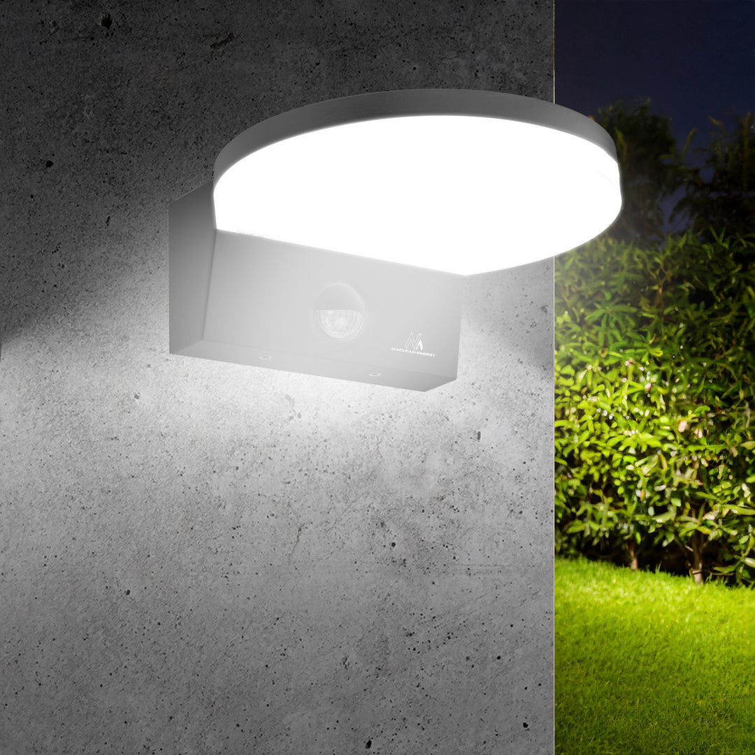 Lampe LED avec détecteur de mouvement Maclean, détecteur de mouvement PIR, couleur noire, 15 W, IP65, 1 560 lm, blanc neutre (4 000 K) MCE344 B, lot de 2