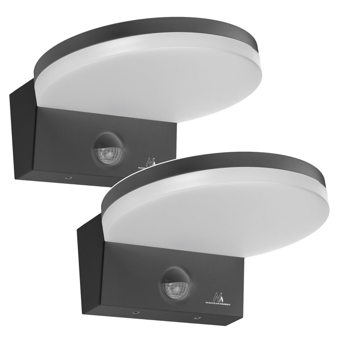 Lampe LED avec détecteur de mouvement Maclean, détecteur de mouvement PIR, couleur grise, 15 W, IP65, 1 560 lm, blanc neutre (4 000 K) MCE344 GR, lot de 2