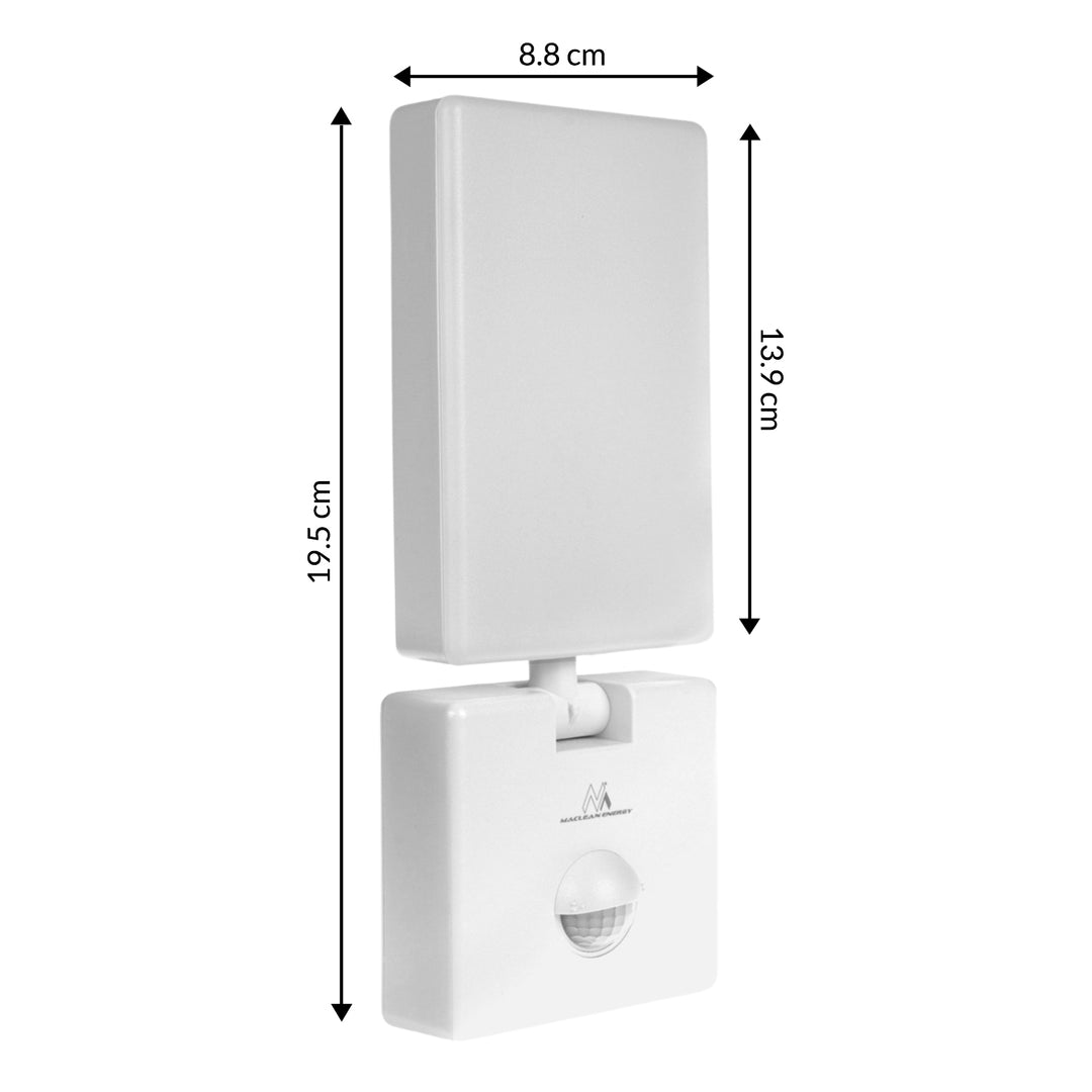 Lampe LED avec détecteur de mouvement Maclean, détecteur de mouvement PIR, couleur blanche, 10 W, IP65, 800 lm, lumière blanche neutre (4 000 K) MCE516 W, lot de 2