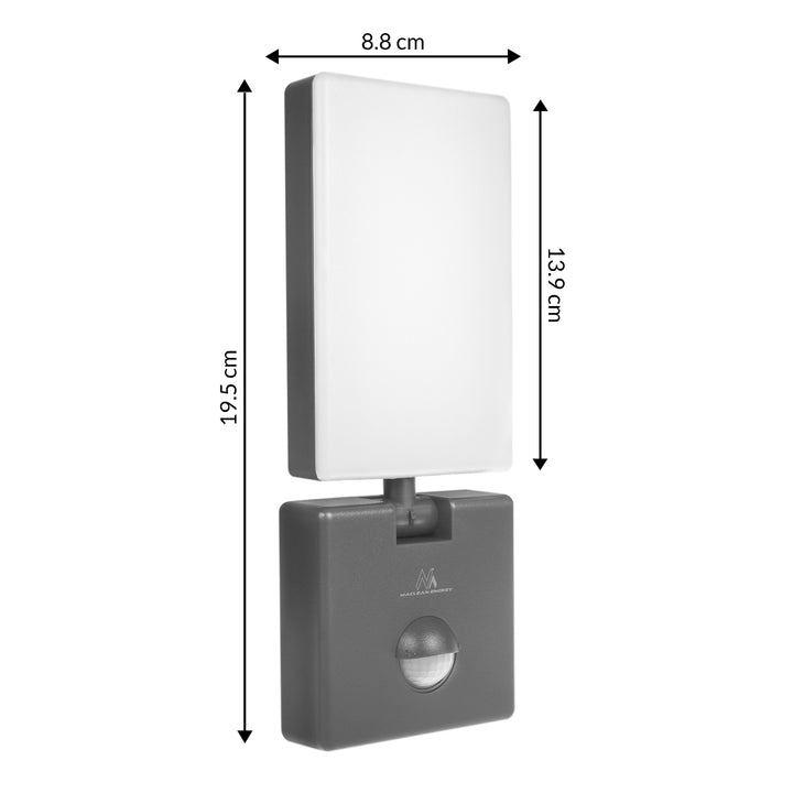 Lampe LED avec détecteur de mouvement Maclean, détecteur de mouvement PIR, couleur grise, 10 W, IP65, 800 lm, lumière blanche neutre (4 000 K) MCE516 GR, lot de 2